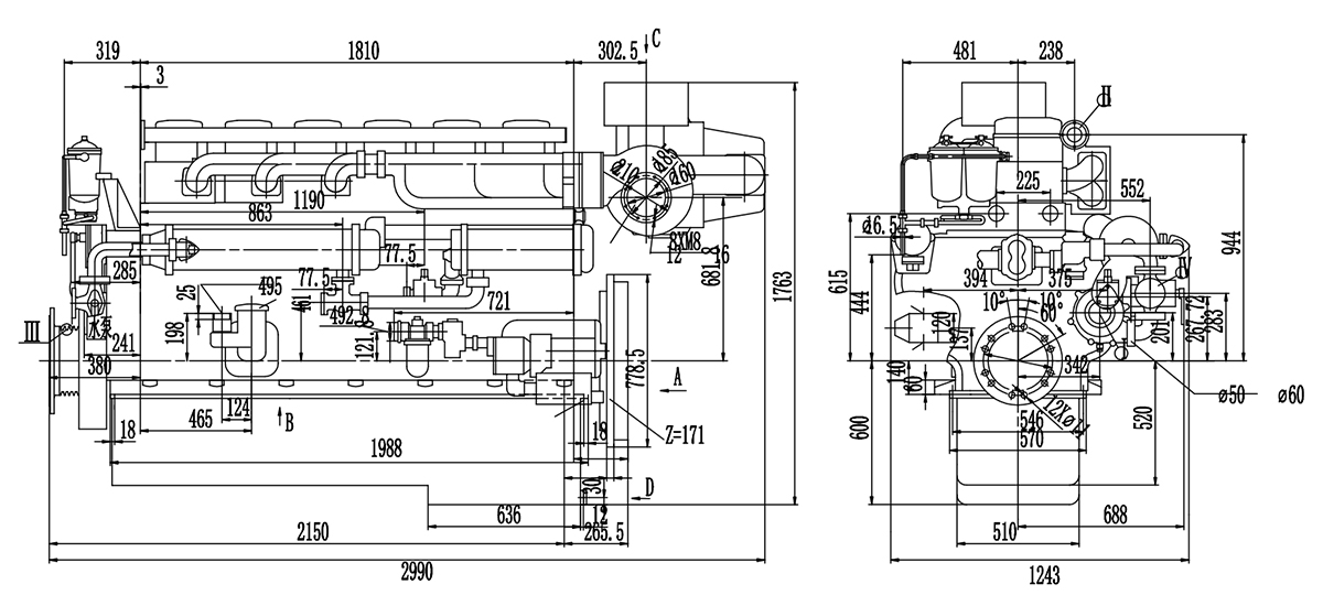 6-Cylinder Marine Engine (330~540kW)